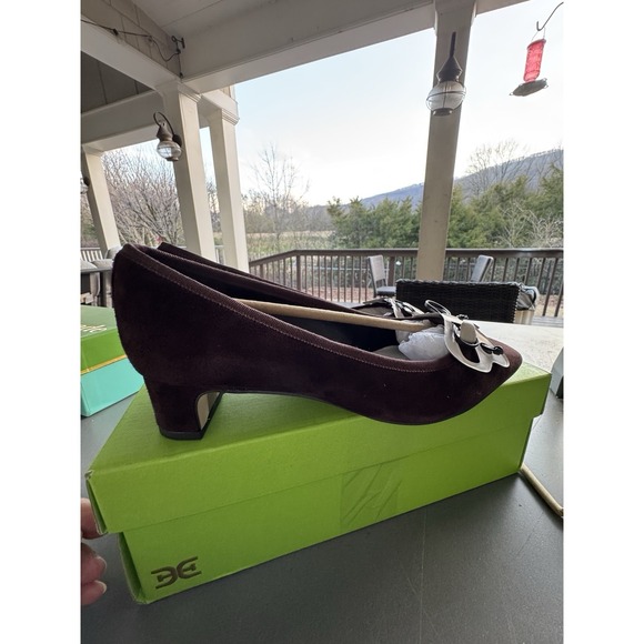 Sam Edelman Women's Rinda Pointed Toe Ballet Heel Chocolate Suede Size 7 Bow - Picture 4 of 12